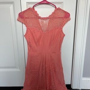 City Studio Coral Lace Mini Dress
